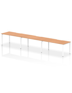 Dynamic Evolve Plus 1600mm Single Row 3 Person Office Bench Desk Oak Top White Frame BE390