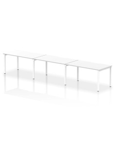 Dynamic Evolve Plus 1400mm Single Row 3 Person Office Bench Desk White Top White Frame BE391