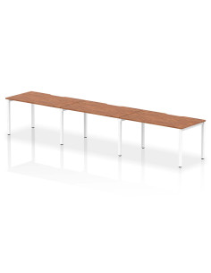 Dynamic Evolve Plus 1400mm Single Row 3 Person Office Bench Desk Walnut Top White Frame BE392