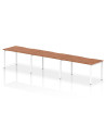 Dynamic Evolve Plus 1400mm Single Row 3 Person Office Bench Desk Walnut Top White Frame BE392