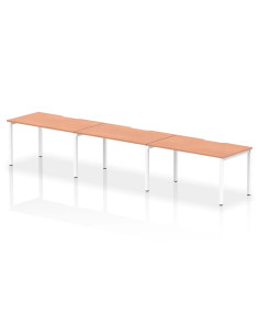 Dynamic Evolve Plus 1400mm Single Row 3 Person Office Bench Desk Beech Top White Frame BE393