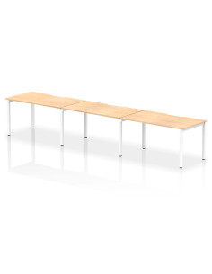 Dynamic Evolve Plus 1400mm Single Row 3 Person Office Bench Desk Maple Top White Frame BE394