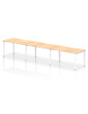 Dynamic Evolve Plus 1400mm Single Row 3 Person Office Bench Desk Maple Top White Frame BE394