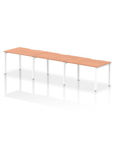 Dynamic Evolve Plus 1200mm Single Row 3 Person Office Bench Desk Beech Top White Frame BE398