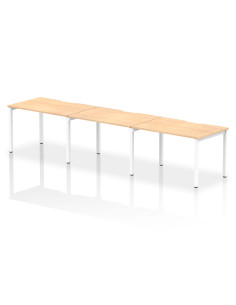 Dynamic Evolve Plus 1200mm Single Row 3 Person Office Bench Desk Maple Top White Frame BE399
