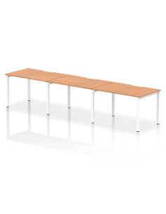 Dynamic Evolve Plus 1200mm Single Row 3 Person Office Bench Desk Oak Top White Frame BE400