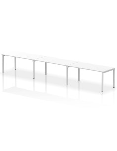 Dynamic Evolve Plus 1600mm Single Row 3 Person Office Bench Desk White Top Silver Frame BE406