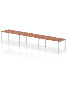Dynamic Evolve Plus 1600mm Single Row 3 Person Office Bench Desk Walnut Top Silver Frame BE407