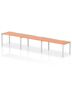 Dynamic Evolve Plus 1600mm Single Row 3 Person Office Bench Desk Beech Top Silver Frame BE408