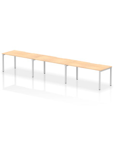 Dynamic Evolve Plus 1600mm Single Row 3 Person Office Bench Desk Maple Top Silver Frame BE409