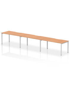 Dynamic Evolve Plus 1600mm Single Row 3 Person Office Bench Desk Oak Top Silver Frame BE410