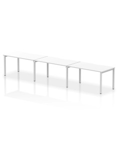 Dynamic Evolve Plus 1400mm Single Row 3 Person Office Bench Desk White Top Silver Frame BE411