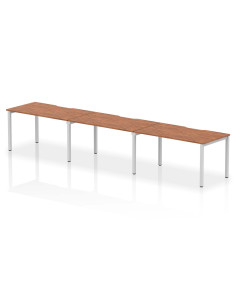 Dynamic Evolve Plus 1400mm Single Row 3 Person Office Bench Desk Walnut Top Silver Frame BE412