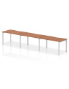 Dynamic Evolve Plus 1400mm Single Row 3 Person Office Bench Desk Walnut Top Silver Frame BE412