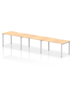 Dynamic Evolve Plus 1400mm Single Row 3 Person Office Bench Desk Maple Top Silver Frame BE414