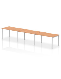 Dynamic Evolve Plus 1400mm Single Row 3 Person Office Bench Desk Oak Top Silver Frame BE415