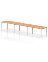 Dynamic Evolve Plus 1400mm Single Row 3 Person Office Bench Desk Oak Top Silver Frame BE415