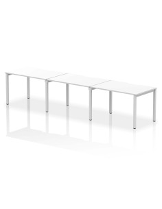 Dynamic Evolve Plus 1200mm Single Row 3 Person Office Bench Desk White Top Silver Frame BE416
