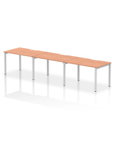 Dynamic Evolve Plus 1200mm Single Row 3 Person Office Bench Desk Beech Top Silver Frame BE418