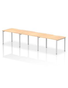 Dynamic Evolve Plus 1200mm Single Row 3 Person Office Bench Desk Maple Top Silver Frame BE419