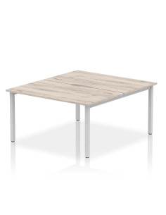 Dynamic Evolve Plus 1400mm B2B 2 Person Office Bench Desk Grey Oak Top Silver Frame BE743