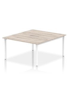 Dynamic Evolve Plus 1400mm B2B 2 Person Office Bench Desk Grey Oak Top White Frame BE744