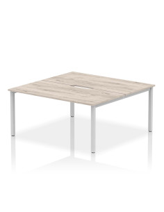 Dynamic Evolve Plus 1600mm B2B 2 Person Office Bench Desk Grey Oak Top Silver Frame BE745