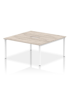 Dynamic Evolve Plus 1600mm B2B 2 Person Office Bench Desk Grey Oak Top White Frame BE746