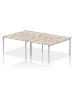 Dynamic Evolve Plus 1200mm B2B 4 Person Office Bench Desk Grey Oak Top Silver Frame BE747