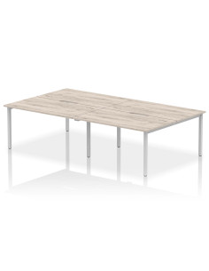 Dynamic Evolve Plus 1400mm B2B 4 Person Office Bench Desk Grey Oak Top Silver Frame BE749