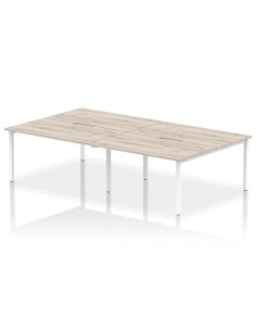 Dynamic Evolve Plus 1400mm B2B 4 Person Office Bench Desk Grey Oak Top White Frame BE750