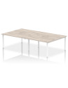 Dynamic Evolve Plus 1400mm B2B 4 Person Office Bench Desk Grey Oak Top White Frame BE750