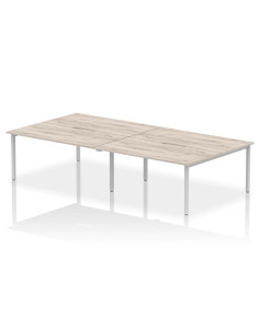 Dynamic Evolve Plus 1600mm B2B 4 Person Office Bench Desk Grey Oak Top Silver Frame BE751