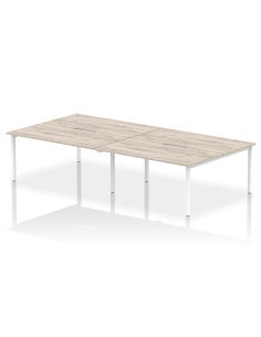 Dynamic Evolve Plus 1600mm B2B 4 Person Office Bench Desk Grey Oak Top White Frame BE752