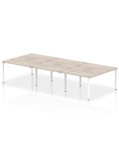 Dynamic Evolve Plus 1200mm B2B 6 Person Office Bench Desk Grey Oak Top White Frame BE754