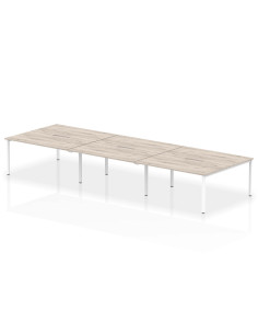 Dynamic Evolve Plus 1600mm B2B 6 Person Office Bench Desk Grey Oak Top White Frame BE758
