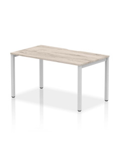 Dynamic Evolve Plus 1400mm Single Starter Office Bench Desk Grey Oak Top Silver Frame BE761