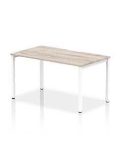 Dynamic Evolve Plus 1400mm Single Starter Office Bench Desk Grey Oak Top White Frame BE762