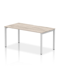 Dynamic Evolve Plus 1600mm Single Starter Office Bench Desk Grey Oak Top Silver Frame BE763