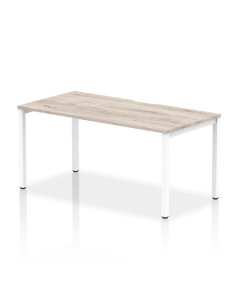 Dynamic Evolve Plus 1600mm Single Starter Office Bench Desk Grey Oak Top White Frame BE764