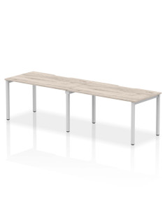 Dynamic Evolve Plus 1400mm Single Row 2 Person Office Bench Desk Grey Oak Top Silver Frame BE767