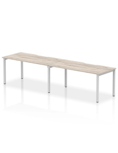 Dynamic Evolve Plus 1600mm Single Row 2 Person Office Bench Desk Grey Oak Top Silver Frame BE769