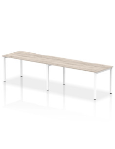Dynamic Evolve Plus 1600mm Single Row 2 Person Office Bench Desk Grey Oak Top White Frame BE770
