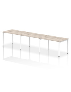 Dynamic Evolve Plus 1200mm Single Row 3 Person Office Bench Desk Grey Oak Top White Frame BE772