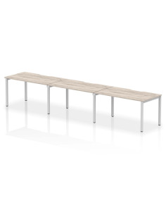 Dynamic Evolve Plus 1400mm Single Row 3 Person Office Bench Desk Grey Oak Top Silver Frame BE773