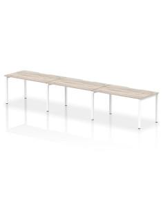 Dynamic Evolve Plus 1400mm Single Row 3 Person Office Bench Desk Grey Oak Top White Frame BE774