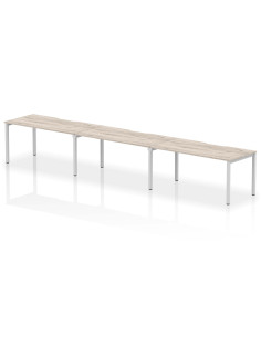 Dynamic Evolve Plus 1600mm Single Row 3 Person Office Bench Desk Grey Oak Top Silver Frame BE775
