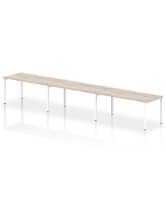 Dynamic Evolve Plus 1600mm Single Row 3 Person Office Bench Desk Grey Oak Top White Frame BE776
