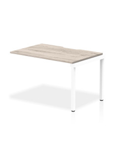 Dynamic Evolve Plus 1200mm Single Row Office Bench Desk Ext Kit Grey Oak Top White Frame BE784