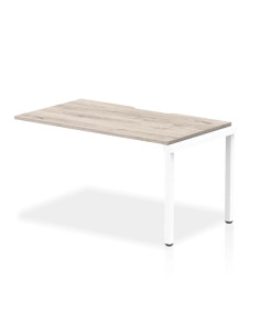 Dynamic Evolve Plus 1400mm Single Row Office Bench Desk Ext Kit Grey Oak Top White Frame BE786